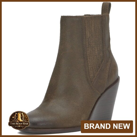 Suede Wedge Booties Size 7 3.3-Inch Heel Dressy Casual